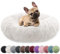 bluzelle Hundebett für Mittelgroße Hunde, 70cm Hundekissen Rund Donut Kissen Hundekorb Flauschig Plüsch, Ergonomisch Bezug Waschbar rutschfest Weich Kunstfell, Farbe:Cream