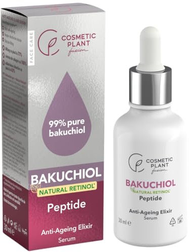 COSMETIC PLANT Anti-Ageing Elixir Serum 99% reines BAKUCHIOL (Retinol)+Hyaluronsäure+Peptid, Anti-Aging-Serum, Booster-Effekt, reduziert Falten und feine Linien, Gesicht, Hals, Dekolleté 30 ml
