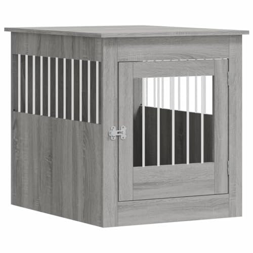 vidaXL Hundekäfig im Möbelstil, Abschließbar Hundebox mit Tür, Hundehütte Beistelltisch mit 2-in-1-Funktion, Hundehaus Haustierkäfig, Grau Sonoma 64,5x80x71cm Holzwerkstoff