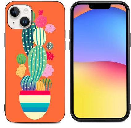 for iPhone 15 Case with Design for Girls Women, Funny Aesthetics Cactus Shockproof, Slip Resistant Slim Fit Protective Phone Case