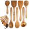 Wooden Spoons Cooking Utensils Set of 13- Acacia Wood Kitchen Tools Includes Wooden Spoons, Spatula, Soup Ladle, Measuring Spoons Set for Kitchen Use, Nonstick Wooden Utensils for Cooking