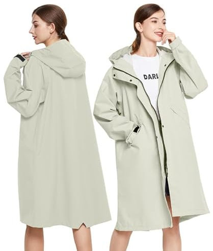LAMA Regenmantel Wasserdicht Regenponcho Unisex Regenjacke Atmungsaktiv Regencape Regenschutzbekleidung Raincoat für Herren Damen Fahrrad Wandern Camping Reisen, Grau, M
