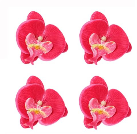 VASANA Petali di orchidea artificiale, in seta, Phalaenopsis, per fai da te, artigianato, casa, matrimoni, feste, 10 pezzi, 8 cm, colore: rosso rosa