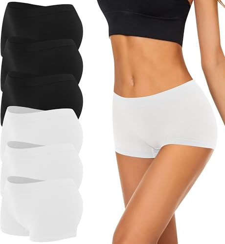 Uizuooy 4/6 er Pack Damen Boxershorts Pantys Nahtlose Damen Unterhosen | Damen Seamless Hipster Panties Atmungsaktiv Panties Weich Stretch Frauen Mikrofaser Unterwäsche Damen Mehrfachpackung S-2XL