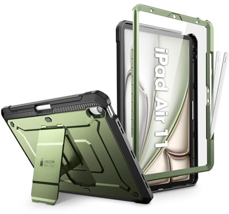 SUPCASE für iPad Air 11 Zoll Hülle 7th M3 2025, Bumper Case 360 Grad Schutzhülle mit Displayschutz & Stifthalter & Ständer für iPad Air 7th/6th/5th/4th (11/10.9 Inch, 2025/2024/2022/2020) (Grün)