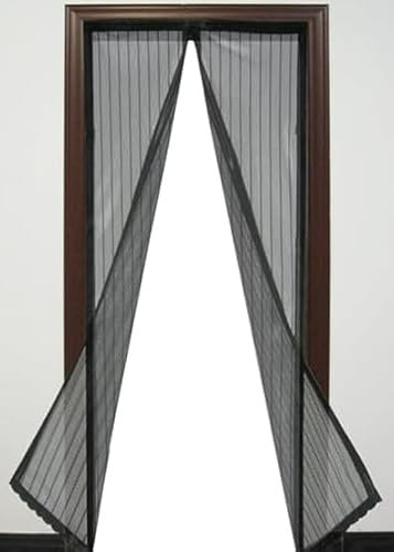 Mosquitera puerta magnética 100 x 210 cm, cortina magnética antiinsectos puerta, kit de instalación completa, montaje fácil, negro