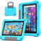 Fire HD 8 Tablet Case for Kids, Amazon Kindle Fire HD 8 & 8 Plus Tablet (2024/2022/2020 Release,12th/10th Generation) Shock-Proof Protective Back Cover Cases with Foldable Stand Holder, (Light Blue)
