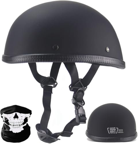 CZSBXBHD Halbschalenhelm mit ECE Jethelm Retro Schnellverschluss-Schnalle Motorrad Halbhelme Motorrad Helm Brain-Cap Halbschale Chopper Helm Vintage Roller Helm Scooter-Helm Für Cruiser,B,L 59~60CM
