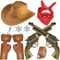 G.C 9 Stk Cowboy Kostüm Zubehör Kinder Jungen Mädchen Cowboyhut Bandanna Metallabzeichen Gürtel Holster Western Cowboy Kostüm Set für Karneval Cosplay Halloween Party Dress Up