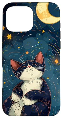 Black and white cat phone Case for iPhone 16 Pro Max