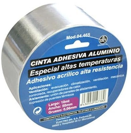 WatioWave Nastro adesivo in alluminio resistente. Perfetta per sigillare, isolare e riparare. Dimensioni: larghezza 50 mm, lunghezza 10 m. Ideale per uso domestico o in progetti industriali.