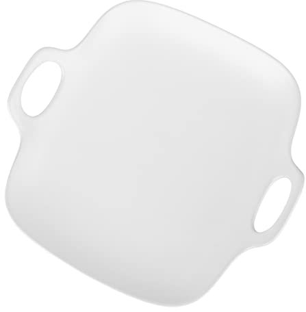 Cabilock Piatto in Con Manico Teglia Da Forno in Porcellana Resistente Vassoio Da Portata Liscio Spigoli Per Frutta Cibo e Colazione Per Cucina Bianco
