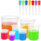 LDHHYH 21 Pack Measuring Cups with 7 Pack Silicone Droppers, Heat Resistant Measuring Jugs, Labs Graduated Beakers Mixing Cups for Kitchen DIY Science (1000ml 500ml 250ml 200ml 150ml 100ml 50ml)