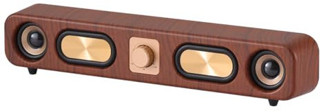 Hanstore Computer Speaker, PC Speakers, Retro USB Soundbar, Woodgrain Colour USB Powered 10W Stereo Soundbar for Desktop Smartphones Laptop
