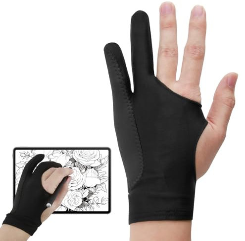 Guanto da Disegno, Guanto per Disegnare Tavoletta Grafica, Guanti Anti-Tocco Accidentale a 3 Strati Guanto, Guanti Tablet Anti-Sbavatura Artista Elastico, Adatto per Disegnare Penna per Tablet