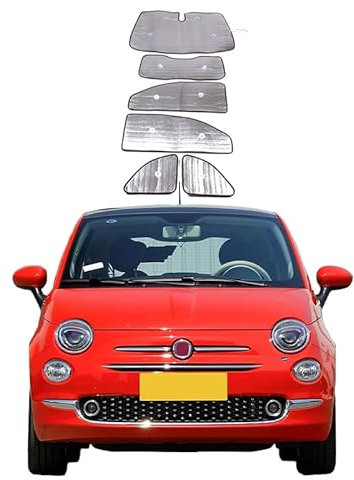 Auto-Sonnenblende Vollfenster Glas Sonnenschutz Geeignet für FIAT 500 2010-2022,6-teiliges Set Auto Windschutzscheibe Sonnenblende für FIAT Zubehör,um das Auto kühl zu Halten