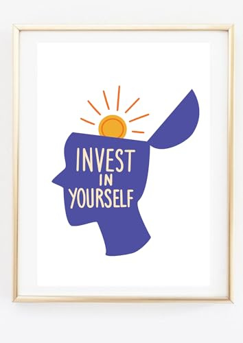 Din A4 Kunstdruck ohne Rahmen - Spruch - Invest in yourself - Investition Motivation Entschlossenheit Mut - Bild Druck Poster