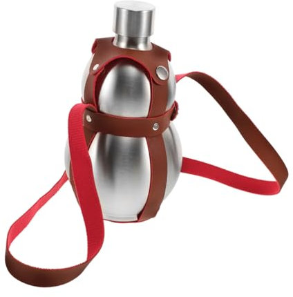 Garneck Kürbisförmige Edelstahl Trinkflasche Wasserflasche 500 Ml Dickwandig Mit Pu Hülle Tragbar Outdoor Wasserbehälter Für Reisen Und Sport