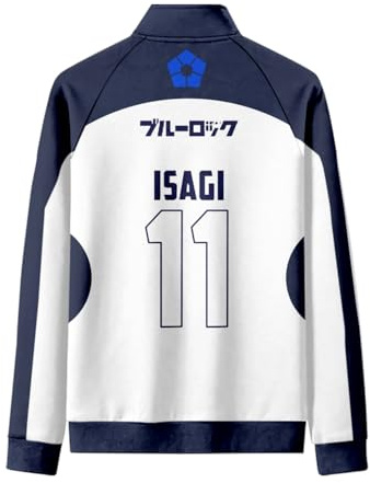 SUGEBETA Anime Blue Lock Full-Zip Hoodie Manga Cosplay Long Sleeve Jacket Stand Collar Sweatshirt(11Isagi,S)