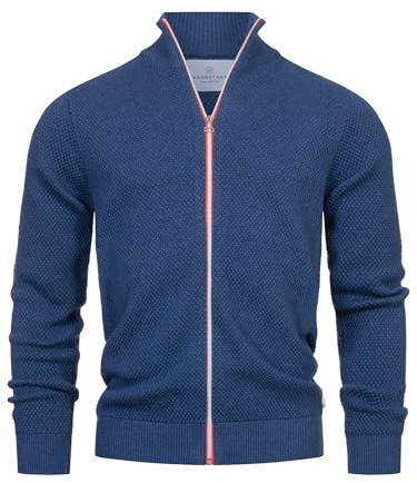 KRONSTADT Herren KSErik Zip Strickjacke Feinstrick-Cardigan mit Stehkragen | Klassischer Zip Cardigan in weicher Strickqualität, Feinstrickjacke, Herrenjacke, Freizeitjacke, Strickoberteil für Männer