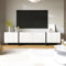 KOMHTOM Meuble TV Moderne, Meubles de Salon au Design épuré, avec 2 Portes et 2 Tiroirs, Grand Espace de Rangement, pour Salon et Chambre à Coucher (Blanc + Noir, 190 x 35 x 45 cm)