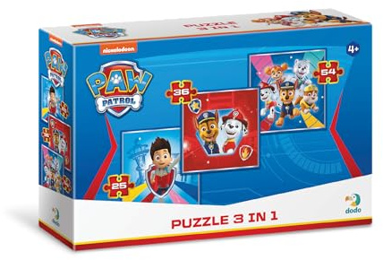 Dodo Paw Patrol 3-1 Puzzle (25, 36 und 54 Teile), geeignet für Kinder ab 4 Jahren