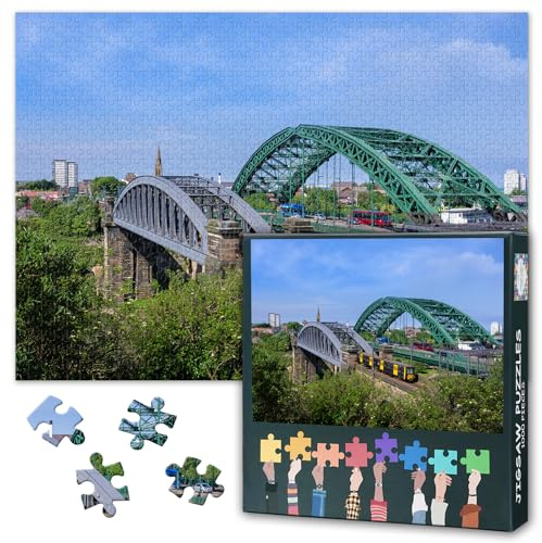 Puzzles for Adults 1000 Pieces, Wearmouth Bridge and Railway Bridge England Jigsaw Puzzles, Adult Puzzle for Adults, Educational Fun Games or Toys for Elders Friends 20X27 INCH
