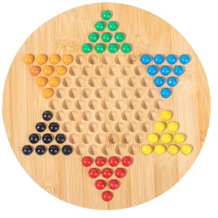 Jeu De Conseil des Dames Chinois - Puzzle Stratégique, Hexagonale en Bois | Divertissement Interactif sur Table avec Perles Verre pour La Maison, Les Nuits Jeux, Fêtes,