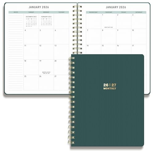 Sweetzer&Orange 2026-2027 Monthly Planner Notebook – 7.5 x 9.5 Two-Year Calendar Planner – January 2026 to December 2027 – Clean Monthly Layout, Sturdy 120gsm Paper, Gold Spiral Binding