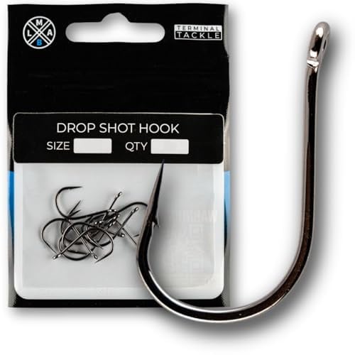 LMAB Drop Shot Hook - Dropshot Haken in Größen #4 bis 2/0, Angelhaken mit Öse für Drop Shot Montage und zum Finesse Angeln mit Kunstködern wie Gummifischen und Creature Baits