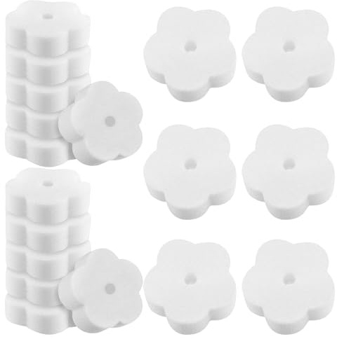 DIYEAH Lot de 18 Éponges Filtrantes pour Piscine et Spa Forme Fleur Blanche Absorbantes pour Huiles et Dépôts Compatible Spa Gonflable Nettoyage et Filtration Fine