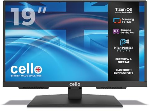 Cello C1926TZH 19 inch Smart TV C1924WSH, Mains Powered, Tizen OS, FreeSat, Bluetooth, Pitch Perfect Speakers, UK Made, Ideal for Kitchen, Bedroom or Small Spaces