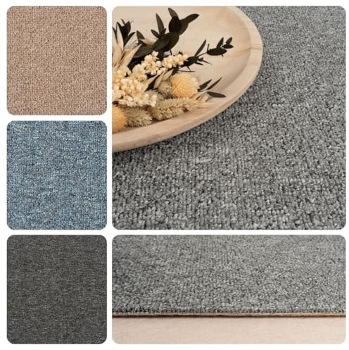 Teppichboden Meterware Auslegware Schlinge gemustert, 4m 5m breit, Variante: hell-grau, 200x400cm