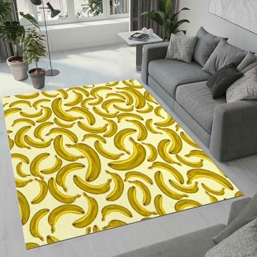 Generisch 3D Banane Teppich 80x120cm Waschbar Anti Rutsch Weich Mikrofaser Flauschig Modern Kurzflor Teppich Banane Carpet für Wohnzimmer Kinderzimmer Schlafzimmer Esszimmer Deko（Stil 48-5）