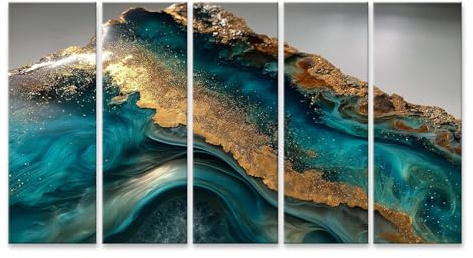 islandburner Bild auf Leinwand Mystische Achat-Scheibe Wandbild Wohnzimmer Deko für Naturliebhaber - 5-teilig XXL