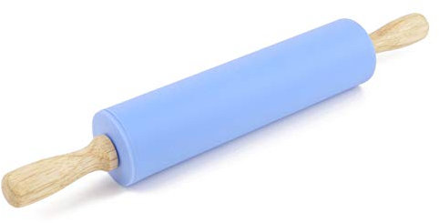 Remeel Silicone Rolling Pin Non-Stick Surface Wooden Handle (Blue, 15 inch)