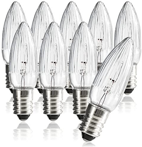 com-four® 9x Riffelkerze für Schwippbögen mit 11 Lampen - Ersatzbirnen für Lichterkette oder Pyramide - 23V / 3W, mit E10 Schraubgewinde (09 Stück - 23V)