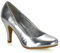Womens Wedding MID Heel Ladies Bridal White Ivory Party Prom Heels Court Shoes Size 3 4 5 6 7 8 (Silver Metallic, Numeric_7)