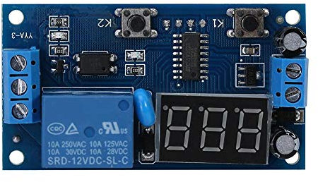 Akozon Temporizador Ciclico 12v, Módulo de relé de Temporizador Interruptor de Temporizador de retardo de Ciclo de 12 V CC Tablero de módulo de relé Ajustable Bucle Infinito con Pantalla LED