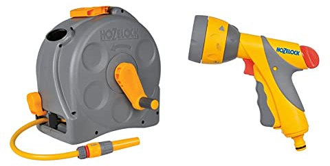 Hozelock Compact 2in1 Reel with 25m Hose & Multi Spray Gun Plus