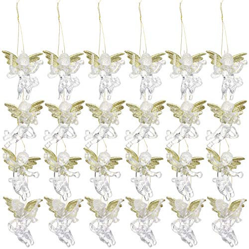 PRETYZOOM 24Pcs Weihnachten Hängende Engel Dekorationen Klare Engel Ornamente Weihnachtsbaum Hängende Dekorationen Mini Engel Figur Saisonale Feiertag Weihnachtsfeier Liefert Begünstigt
