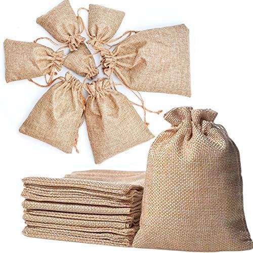 Sacchetti di juta con coulisse Sacchetti regalo per bomboniere in juta da 50 pezzi 13 * 18cm
