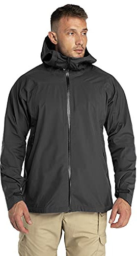 33,000ft Herren Regenjacke Leichte Softshelljacke Wasserdichte Winddichte Outdoorjacken Atmungsaktive Wanderjacke Funktionsjacke für Trekking Wandern Camping, Schwarz M