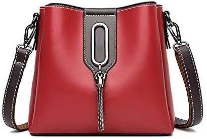 PORRASSO Damen Handtasche Mode Beuteltasche Umhängetasche Henkeltasche Hobo Taschen Leder Wasserdicht Schultertasche für Reisen Arbeit Täglichen Gebrauch Rot