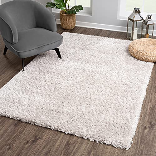 SANAT Porto Shaggy Wohnzimmer Teppich - Hochflor Zottel-Teppiche für Wohnzimmer, Schlafzimmer, Küche, Flure, Kinderzimmer - Leicht Zu Reinigen, Superweich, Modern Teppich Hellgrau 140 x 200 cm