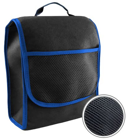 Car Boot Bag Small - made of durable Felt Car Boot Organiser Bag Tool Bag Storage Bag with Hook & Loop Fastener L&P A0117-6 (Black-Blue)