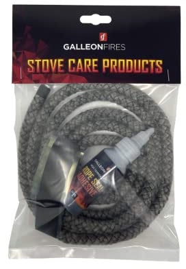 12mm Hard - Stove Door Rope with Large Glue, Replacement Black Ropes Kit Seal Pack (with 50ml Super Seal Glue) Hard 12mm x 2M