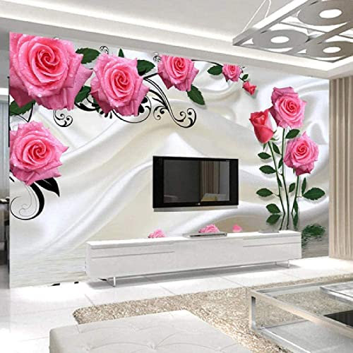 3D Fototapete Wandtattoos Romantische Rose Blume Moderne Wohnzimmer TV Hintergrund Wandbild Diy Selbstklebende Wandbild Tapete Wanddekoration fototapete 3d Vlies wandbild Schlafzimmer-250cm×170cm