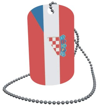 U24 Dog Tag Erkennungsmarke ID Tag an Kette Flagge Kroatien-Österreich Alu 30 x 50 mm