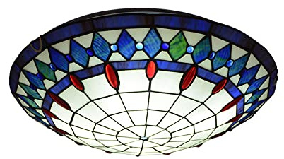 MOLOURK Vintage Küchenlampe, LED Esszimmer Deckenlampe, Flush Mount Rund Retro Flurlampe für Wohnzimmer Korridor Flur Dekorative Deckenbeleuchtung, E27, Mit Farbe Glas Lampenschirm (B,30CM)